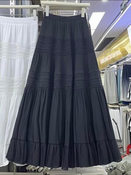 Layered Flow Maxi Skirt – Bow Detail