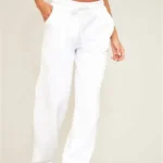 White Fleece Oversized Cuffed Drawstring Joggers