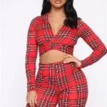 Fashionnova Don't Try To Plaid Me Out Pant Set