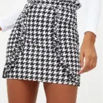 Dogstooth Tiered Frill Mini Skirt