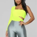 Neon Yellow Lace Fringe Cold Shoulder Bodysuit