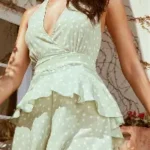 Sage Green Polka Dot Halterneck Playsuit