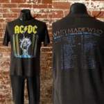 AC/DC ACDC Who Made Who Tour 1986 Black Vintage Retro Sweatshirt Shirt Tee