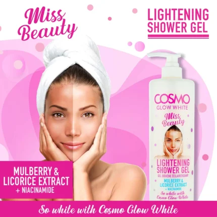 Cosmo Glow White Miss Beauty Lightening Shower Gel Mulberry and Licorice Extract + Niacinamide