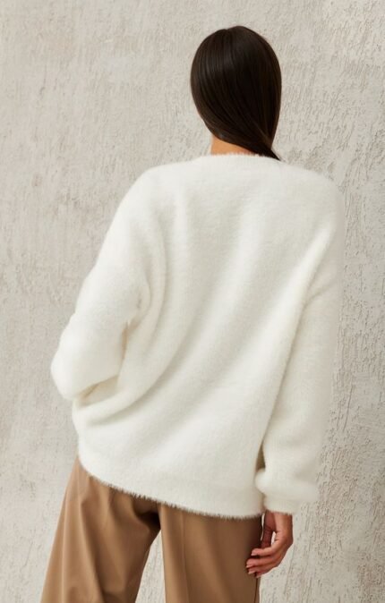 Snowfall Off-Shoulder Knit – Luxe Soft White Sweater