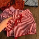 Korean Ribbon Stripe Crop Top