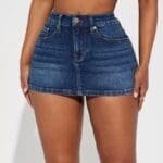 CurveFit High Waist Denim Mini Skirt