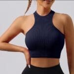 High Neck I-Back Sculpt Sports Bra – Seamless Support Fit