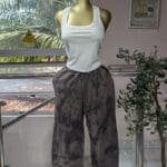 Dark Brown-Grey-Tie Joggers