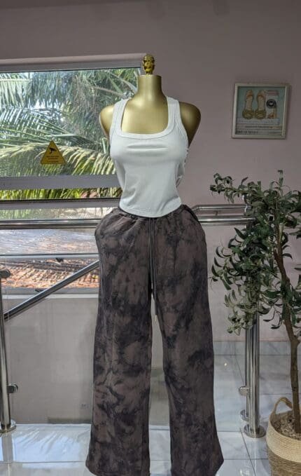 Dark Brown-Grey-Tie Joggers