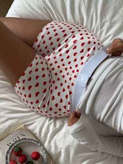 Heart Print Biker Shorts