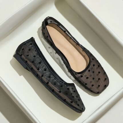 Polka Dot Mesh Ballet Flats