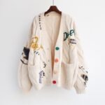 Embroidered Oversized Knit Cardigan