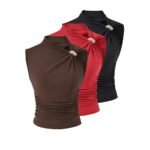 Metal Detail Ruched Top