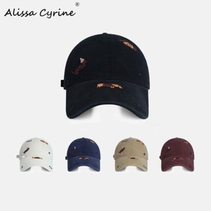 Dottie Dachshund Embroidered Cap – Black