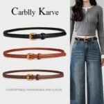Celeste Slim Leather Belt – Black
