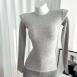 Sculpted Shoulder Long Sleeve Top