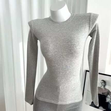 Sculpted Shoulder Long Sleeve Top