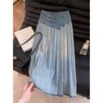 The Valencia Drape Denim Maxi Skirt – Blue