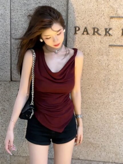 Sienna Draped Asymmetric Tank Top
