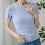 The Elara Contour Tee – Structured Shoulder Fitted Top