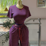 Iconiq Striped Bandeau & Wide Leg Pants Set