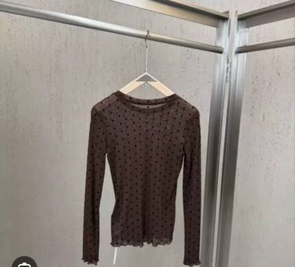 The Elodie Sheer Polka Dot Long Sleeve Top