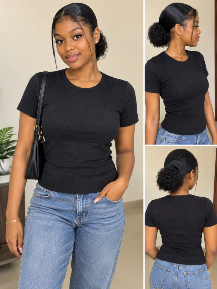Eva Sculpted Baby Tee – Stretch Fitted Top